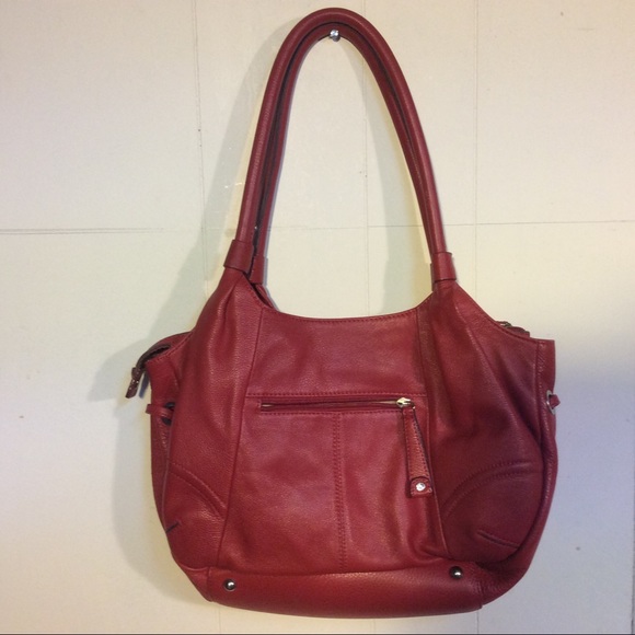 Leather Isaac Mizrahi Red Shoulder Bag - Picture 14 of 14